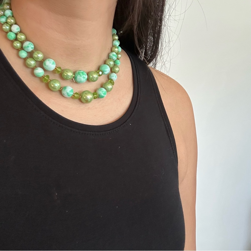 🩵✨ Vintage Blue Green Turquoise Beaded Necklace ✨🩵